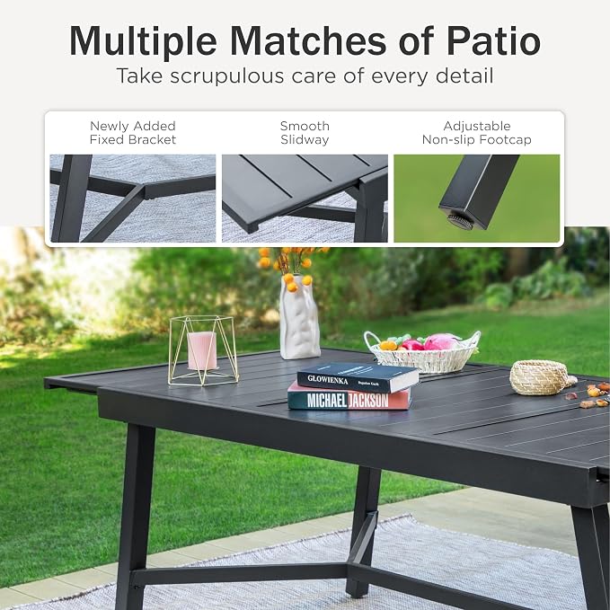 PHI VILLA 7 PCS Patio Dining Set, Outdoor Table and Chair Set - Image 9