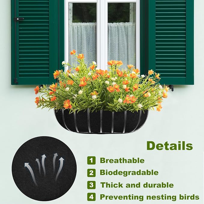 2PCS 24Inch Upgraded Planter Basket Liners Fabric Window Box Liners Felt Trough - Image 3