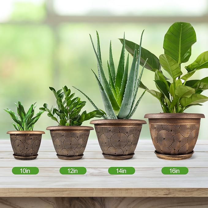 14 Inch Large Planter Pot for Plants Indoor Outdoor, 4 Pack Plastic Flower Pots - Image 6