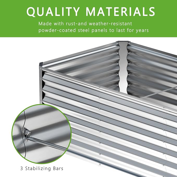 8x2x2FT Galvanized Raised Garden Bed, Planter Raised Beds-Metal Garden Box - Image 4