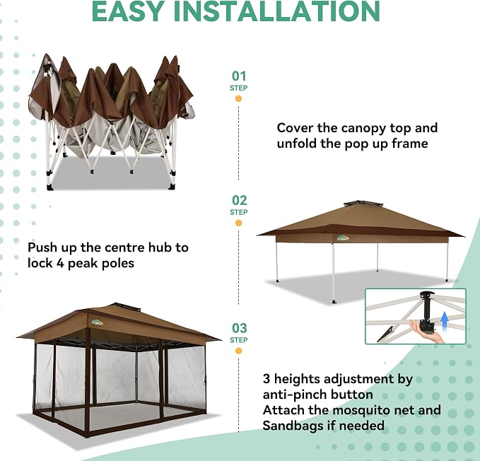 COBIZI 13x13 FT Pop up Gazebo on Clearance - Image 6