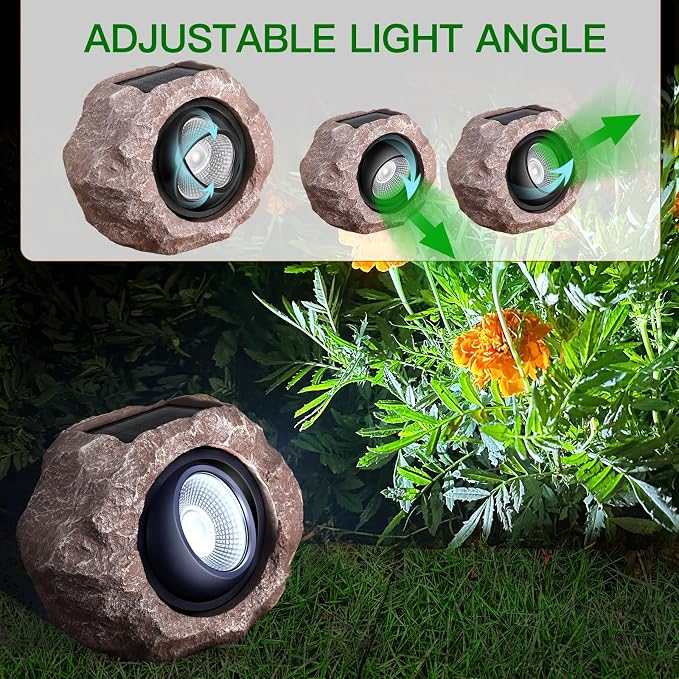 Timeflies Solar Rock Lights Outdoor, 2 Pack Super Bright Solar Spot Lights - Image 2