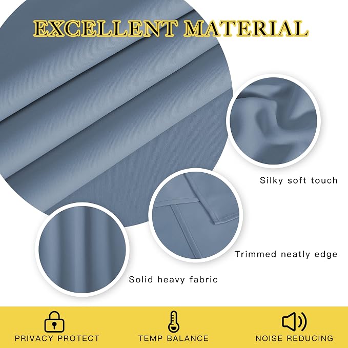 NICETOWN Stone Blue Short Blackout Curtain - Image 4