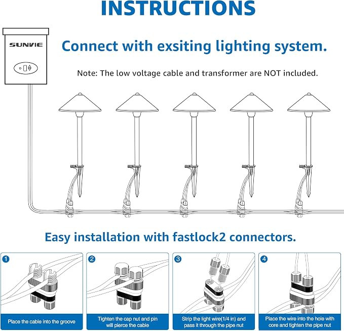 SUNVIE 8-Pack Low Voltage Landscape Pathway Lights 12-24V 3W LED Landscape - Image 7