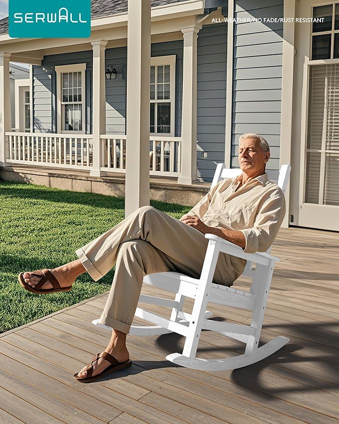 SERWALL Oversized Outdoor Rocking Chair Set of 2, HDPE Rocker - Image 2