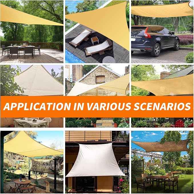 16' x 20' Sun Shade Sail Sand Curved Commercial Outdoor Shade Cover - Image 5