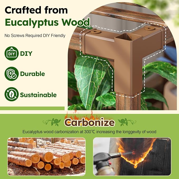 EnHomee Plant Stand Indoor Wood Plant Stand Outdoor Tiered Plant Shelf - Image 7