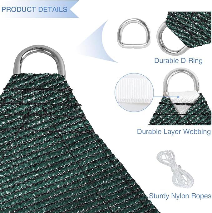 E&K Sunrise 3' x 3' x 3' Sun Shade Sail Triangle Canopy Shade Cover UV Block - Image 4
