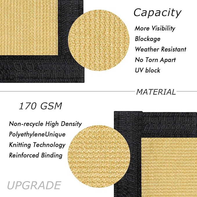 UPGRADE Privacy Fence Screen 3'x1' Sand Outdoor 90% Visibility Blockage 170 GSM - Image 2
