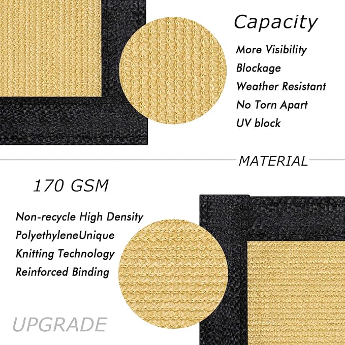 UPGRADE Privacy Fence Screen 5'x14' Sand Outdoor 90% Visibility Blockage 170 - Image 2