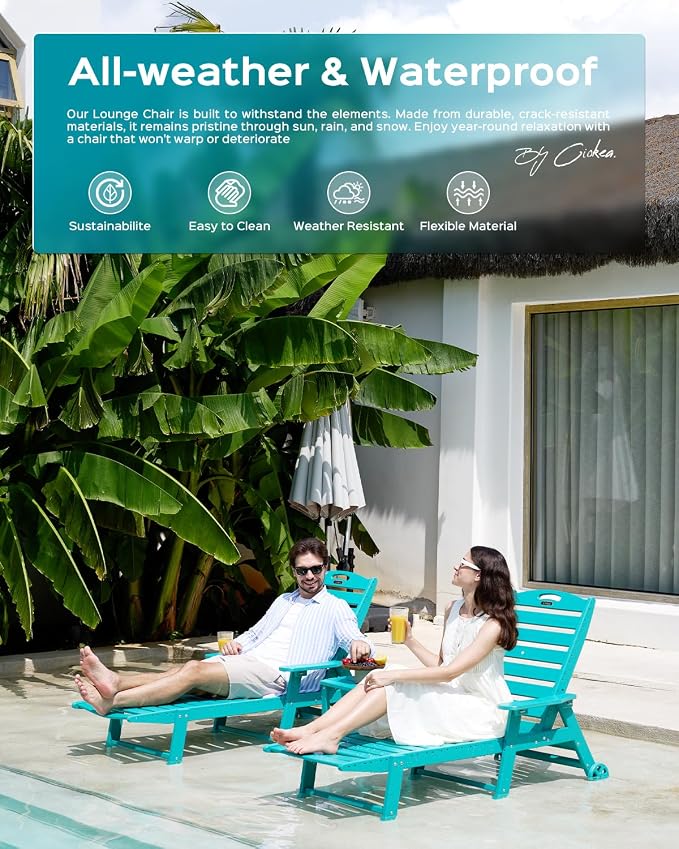 Outdoor Lounge Chair Set of 4, All Weather Patio Chaise Lounge Chair - Image 8