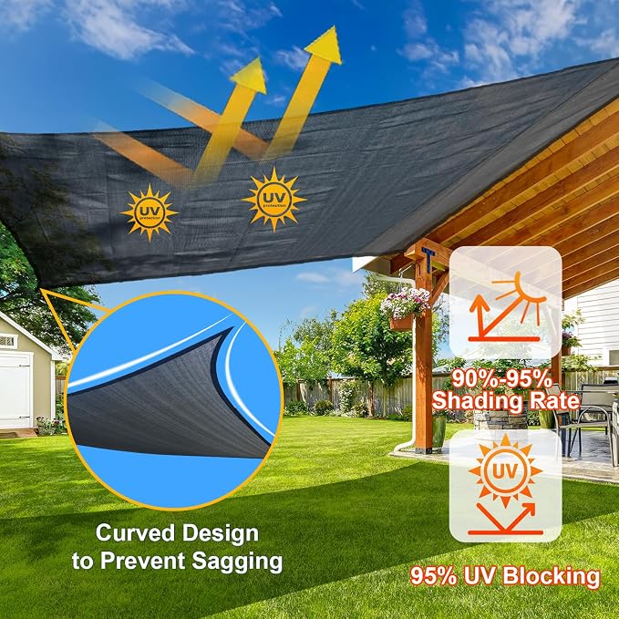 SUNLAX Sun Shade Sail 8' x 8' x 8' Graphite Grey Triangle Canopy Sail Shade - Image 4