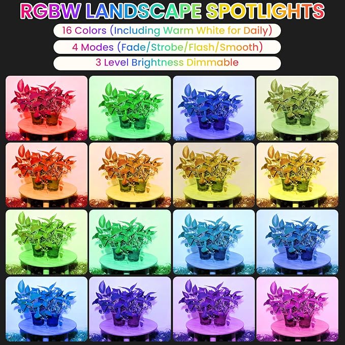 Multi Colored Spotlights Outdoor: RGBW LED Spot Light Plug in 120V Remote - Image 5