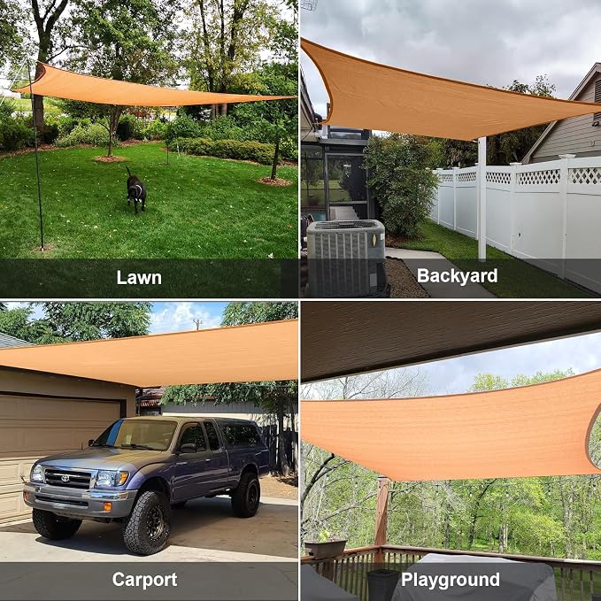 SUNLAX Sun Shade Sail 12' x 22' Peach Fuzz Rectangle Canopy Sail Shade Cover UV - Image 7