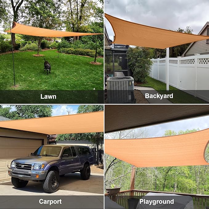 SUNLAX Sun Shade Sail 15' x 16' Peach Fuzz Rectangle Canopy Sail Shade Cover UV - Image 7