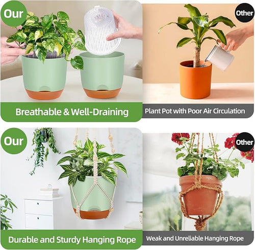 2-Pack 7.2-Inch Self-Watering Hanging Planters - Image 2