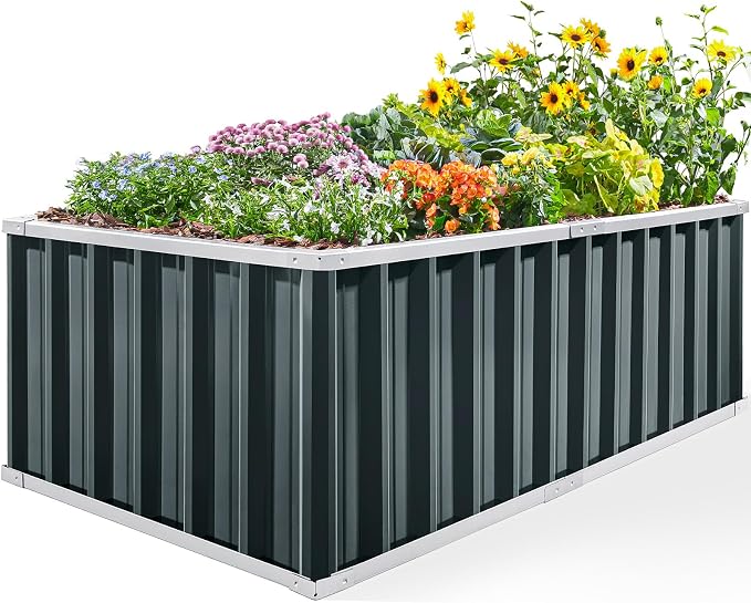 KING BIRD Raised Garden Bed 68" x 36" x 24" Heightened Galvanized Steel Metal by KINGBIRD