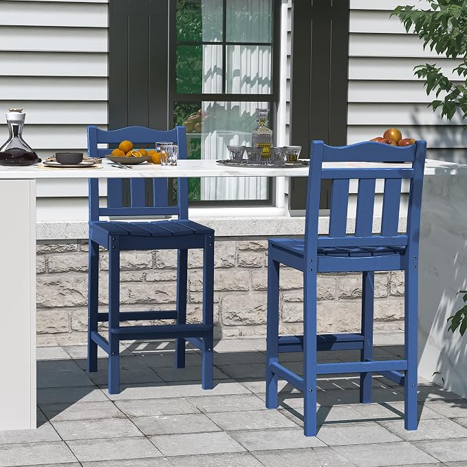 nalone Outdoor Bar Stool, HDPE Tall Adirondack Chair Bar Chair, Weather - Image 2