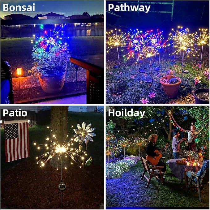 4 PCS Solar Firework Light, Outdoor Solar Garden Decorative Lights 120 LED - Image 6