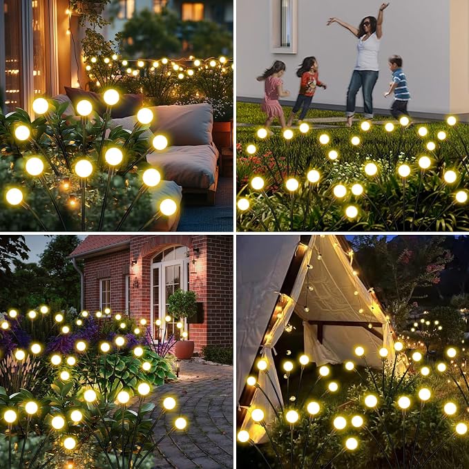 Solar Garden Lights Outdoor, 10 Pack 60 LED Solar Firefly Lights, Swaying - Image 7
