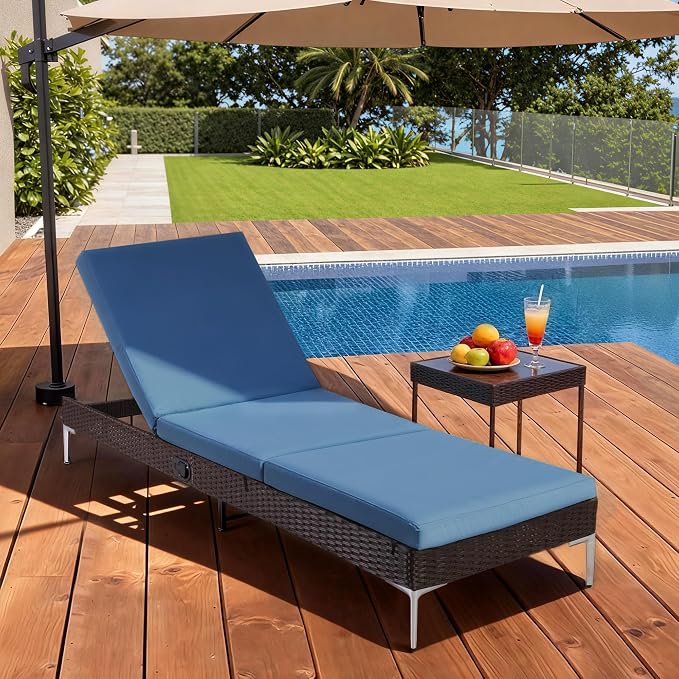 HOMREST Outdoor Lounge Chairs Set of 6, Patio Wicker Chaise Lounge - Image 6