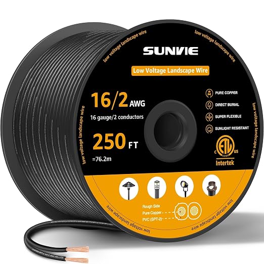 SUNVIE 16/2 Low Voltage Landscape Wire 250FT by SUNVIE