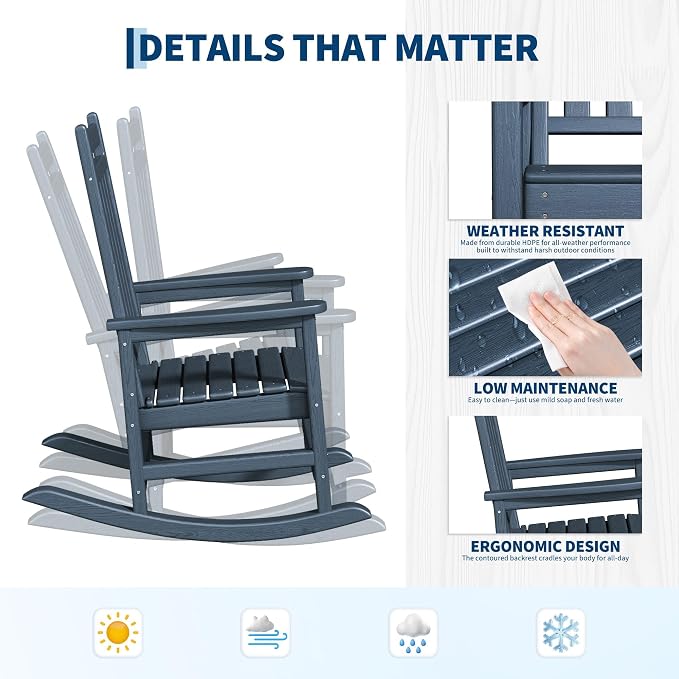 HDPE Rocking Chair Outdoor Set of 6 - Image 4