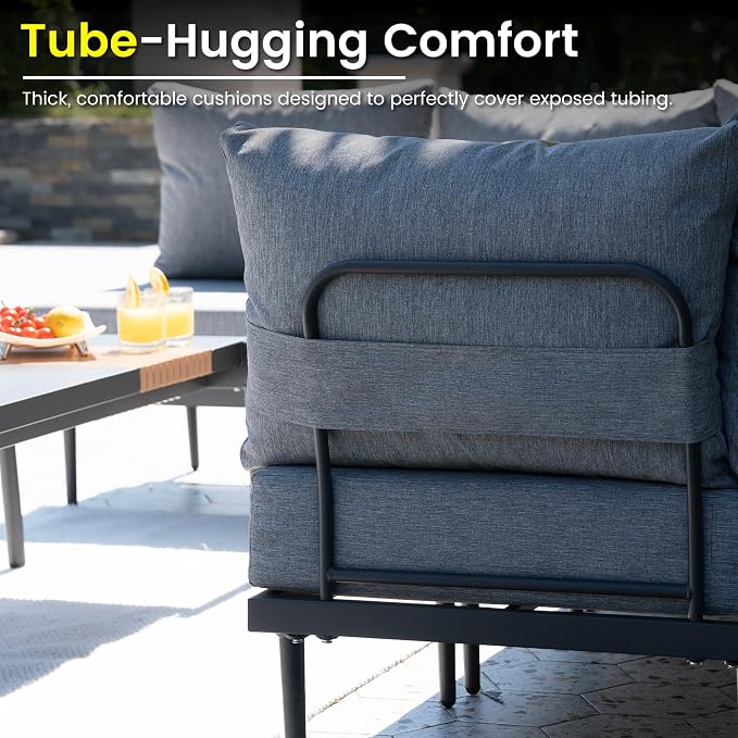 Sundale Outdoor 7 Pieces Metal Patio Furniture Set, Outdoor Sectional Sofa - Image 6