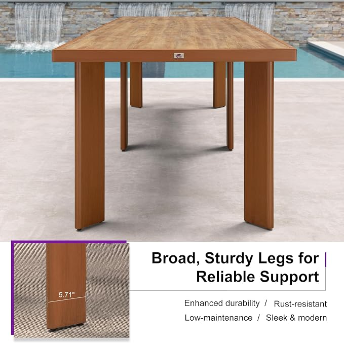 PURPLE LEAF 11 Pieces Outdoor Dining Set Patio Dining Furniture Aluminum Wicker - Image 4