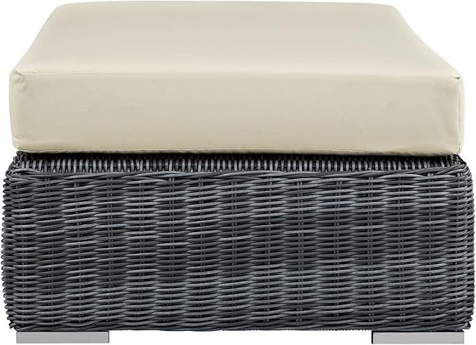 Modway Summon Wicker Rattan Outdoor Patio Sunbrella® Fabric Rectangle Ottoman - Image 5