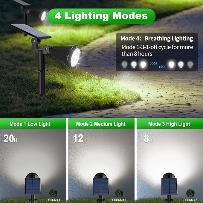 Solar Spot Lights Outdoor Waterproof 180° Adjustable Solar Powered Landscape - Image 3