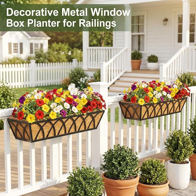 HFHOME 2 Pcs 30" Window Box Deck Railing Planter - Image 3