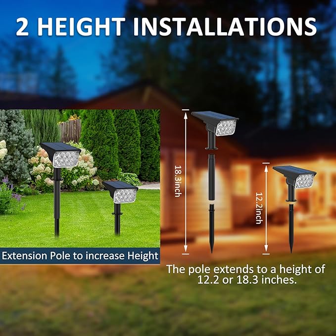 T-SUNUS Green Solar Spot Lights Outdoor 4 Pack, IP65 Waterproof Landscape - Image 4