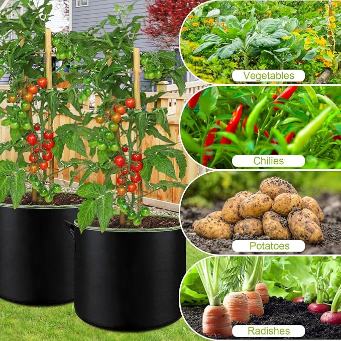 6-Pack 5 Gallon Grow Bags - 300G Heavy Duty Aeration Fabric Pots - Image 6