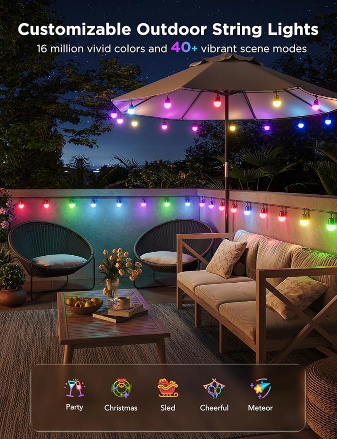 Govee Smart Outdoor String Lights 2, 96ft RGBIC Outdoor Lights - Image 2