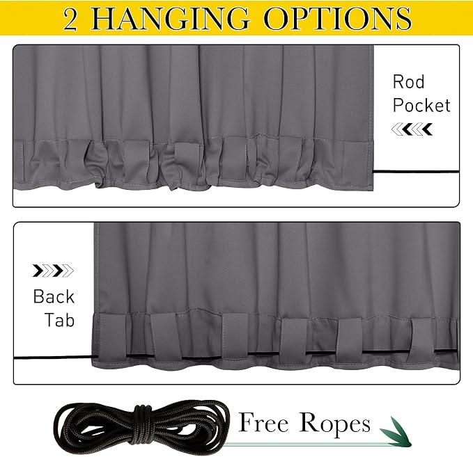 NICETOWN 2 Panels Windproof Blackout Outdoor Curtains - Image 3
