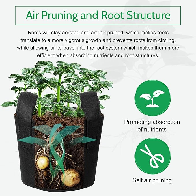 JERIA 12-Pack 20 Gallon Grow Bags, 300G Thickened Nonwoven Garden Pots - Image 5