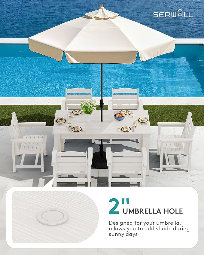 SERWALL Outdoor Dining Sets for 10, HDPE Dining Sets for 10 Person - Image 2