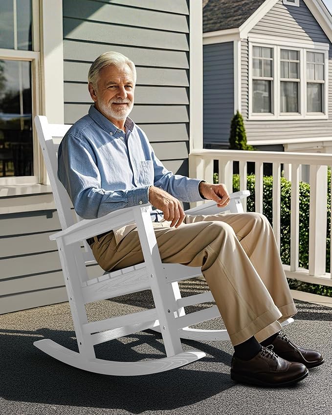 SERWALL Oversized Outdoor Rocking Chair Set of 2, HDPE Rocker - Image 8