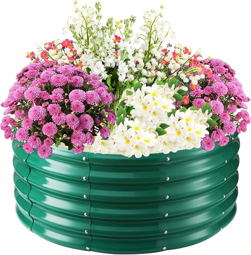 17" Tall Elevated Round Metal Rised Garden Bed- 3.3'x3.3' in Size and 0.8MM by TBMLC