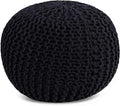 FRELISH DECOR Round Pouf Ottoman Hand Knitted 100% Cotton Pouf Foot Stool by FrelishDecor