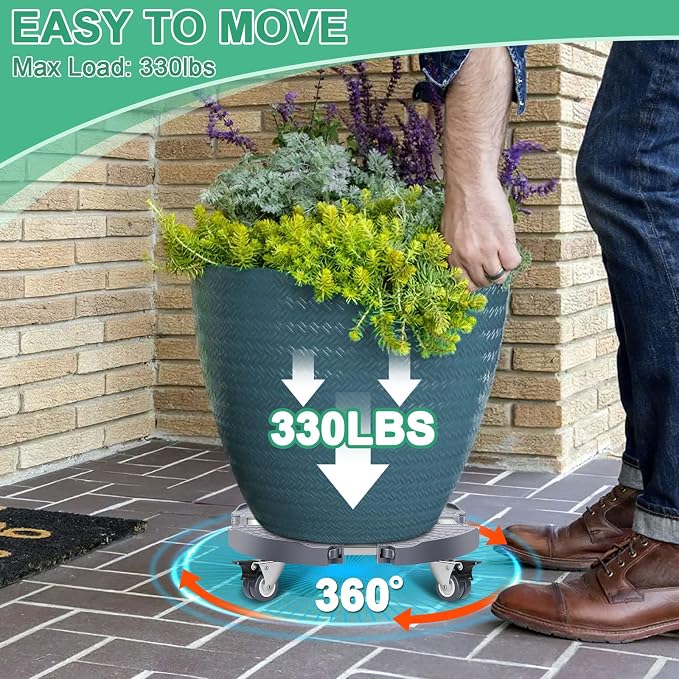 Sanyi Plant Caddy with Wheels, Adjustable 15-21 inch, Heavy Duty, Rolling Plant - Image 2