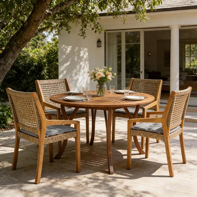 Christopher Knight Home Verle Wooden Patio Dining Set - Image 3