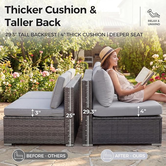 NICESOUL 29.3'' High Back Outdoor Patio Conversation Set - Image 7