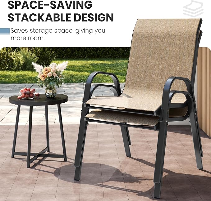Patio Dining Chairs Set of 4, Outdoor High Stacking Chairs - Image 6