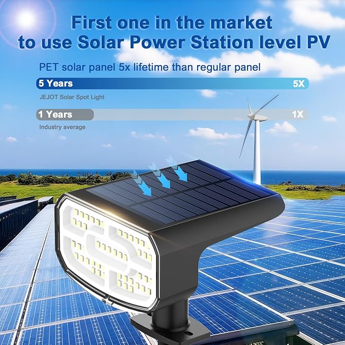 Solar Spot Lights Outdoor Waterproof IP65, 6 Pack, Cool Light, 2 Lighting Modes - Image 4