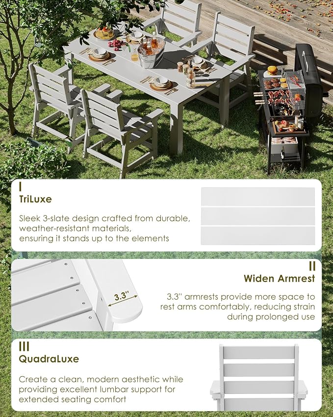 GREENVINES 7-Piece Outdoor Dining Set | HDPE | Patio Table and Chairs Sets - Image 6