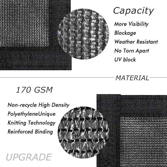 UPGRADE Privacy Fence Screen 4'x11' Black Outdoor 90% Visibility Blockage 170 - Image 2