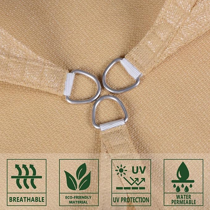 SUNLAX Sun Shade Sail 13' x 13' x 13' Sand Triangle Canopy Sail Shade Cover UV - Image 5
