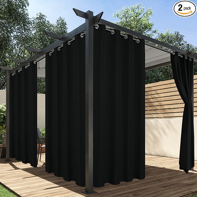HolidayIdeas Outdoor Curtains for Patio Waterproof, 2 Panels by HolidayIdeas